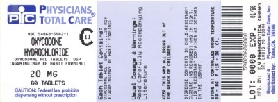 Image Of Oxycodone HCl 20 mg Package Label (Oxycodone HCl 20mg Package Label)
